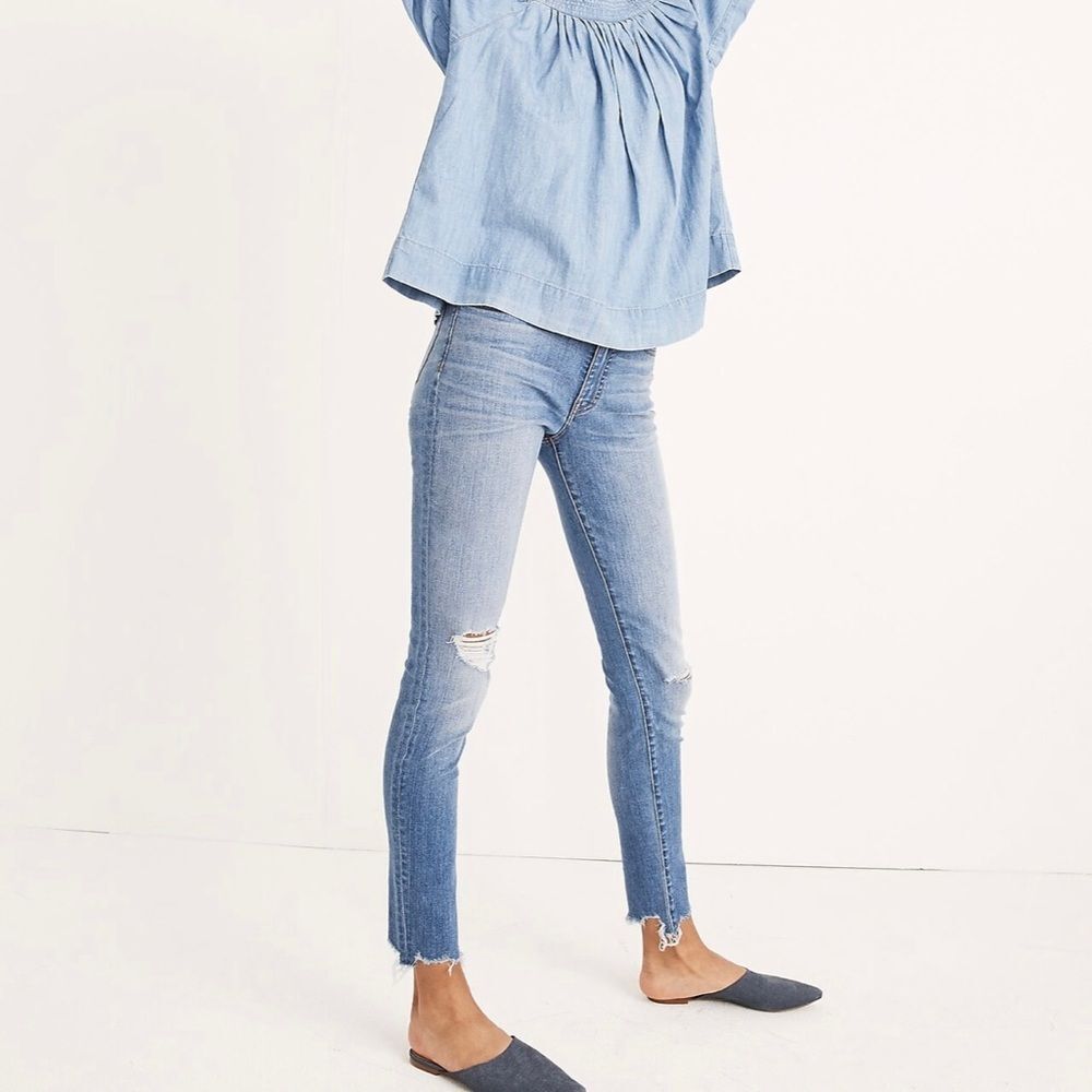 Madewell 9” high rise distressed skinny jeans in Frankie Wash women’s size 27